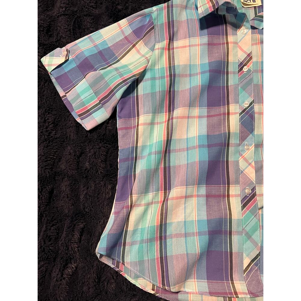 Vintage ACT III Women’s Size 18 Plaid Button Down Shirt XXL Short Sleeve EUC - Picture 2 of 9